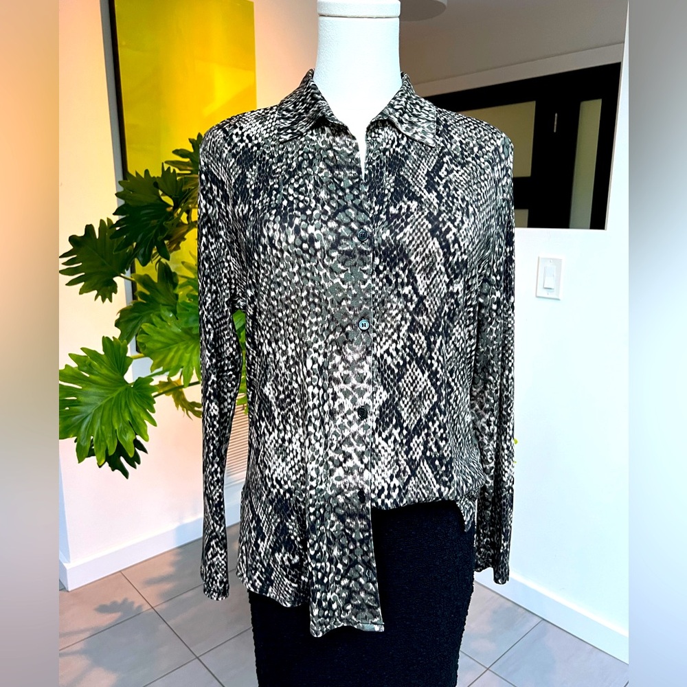 Majestic Filatures Jersey Knit Snakeskin Print Blouse